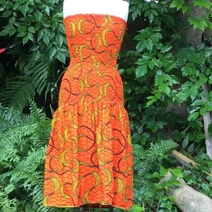 1980s summer dress  strapless elastic to waiste
